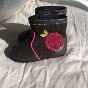 Brown leather boots